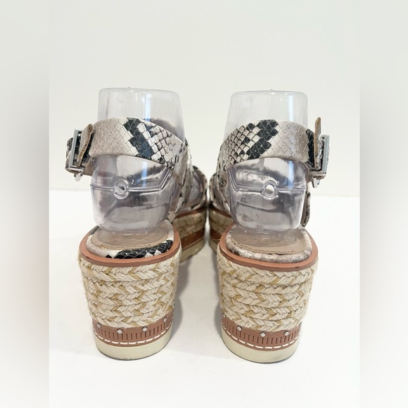 Vince Camuto Marsa Platform Wedge Sandals Faux Snakeskin Studded Jute Women 7.5 - Picture 7 of 14